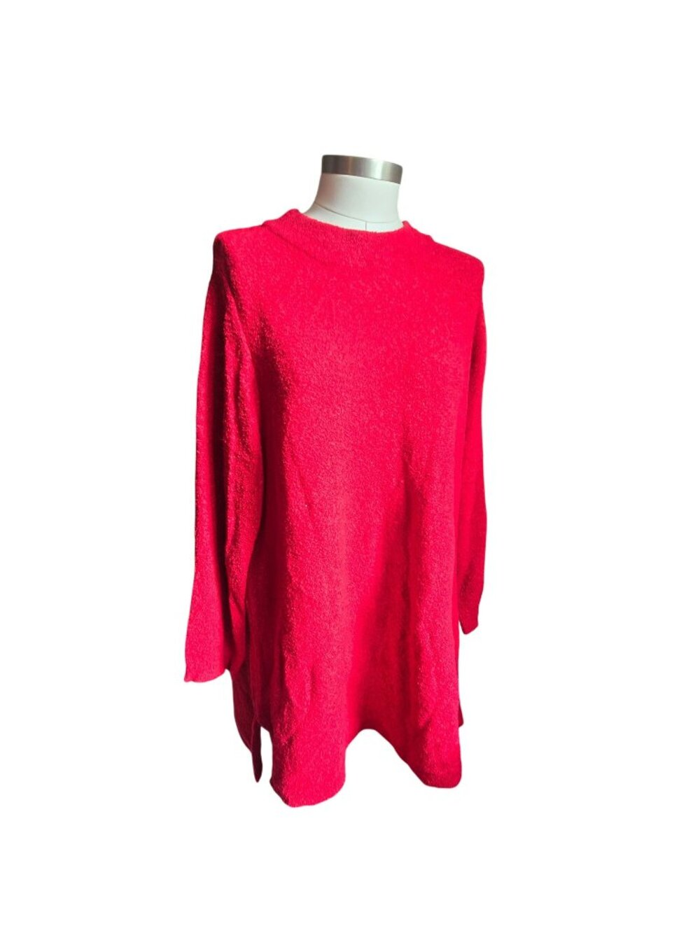 Red Sweater Bouclé Knit Mockneck Tunic Size 3X 26/28 Catherines Plus NWT jj3743